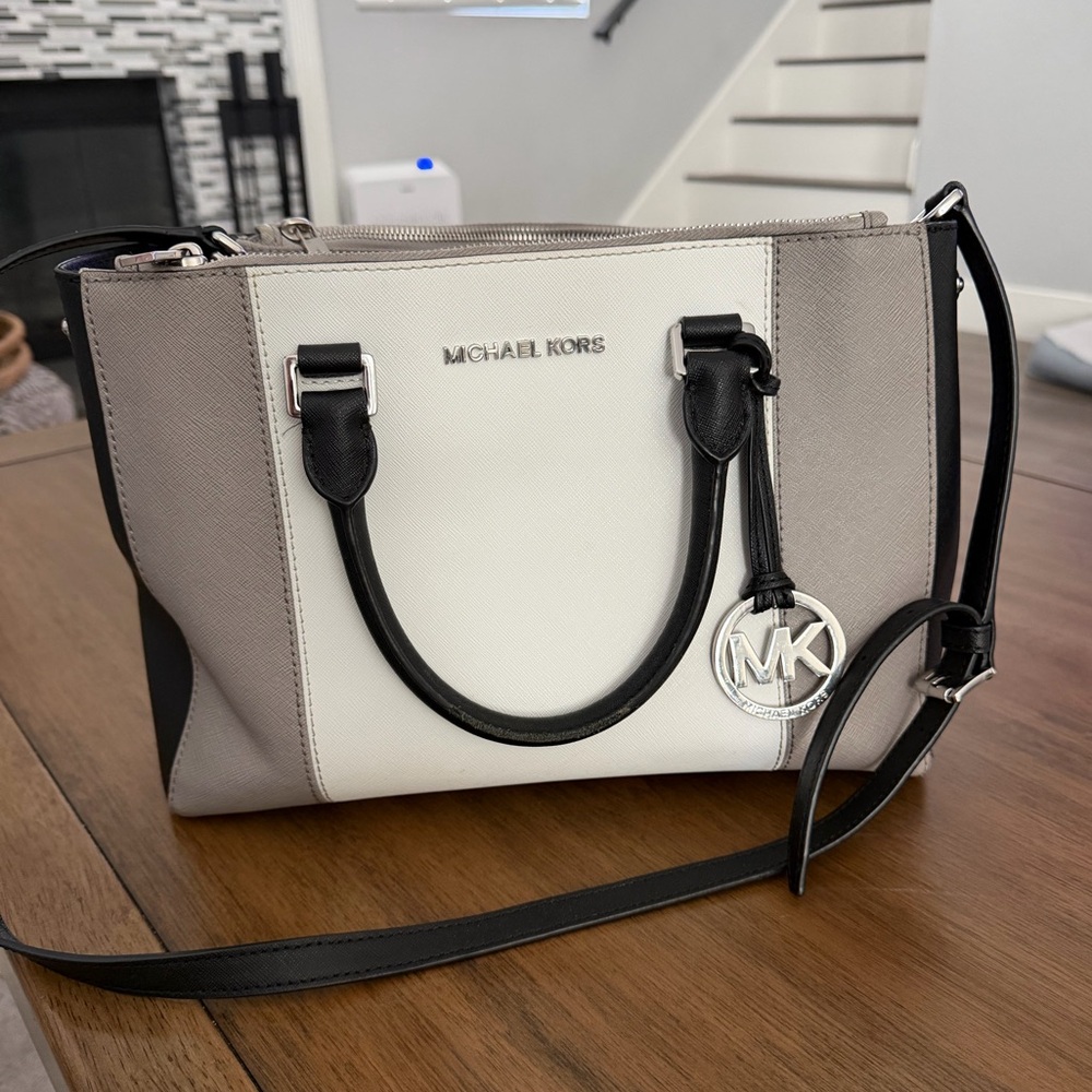 Michael Kors Elegant Black and White Medium Satchel